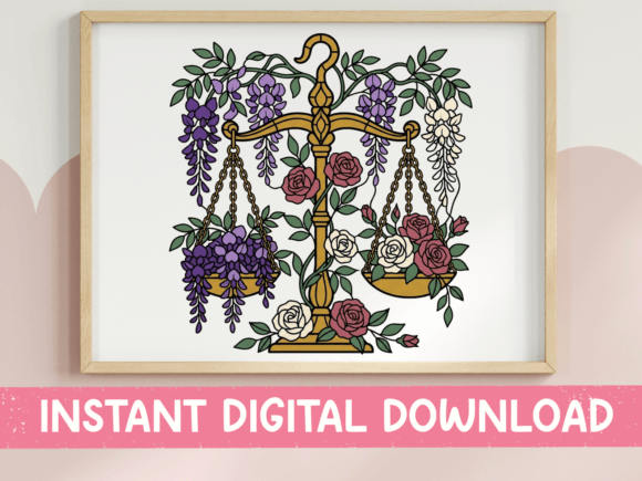 Floral Libra Scale SVG PNG for T-Shirt Designs and Graphics