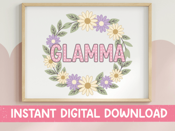 Glamma SVG PNG Floral Wreath: Perfect for T-Shirt Designs and Graphics