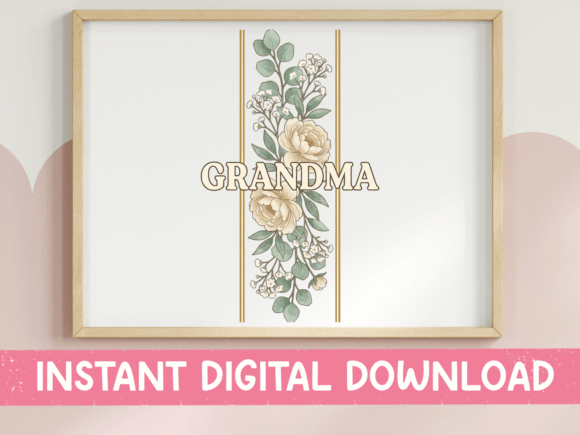 Grandma Floral Vertical Wall Art for Graphics and T-Shirt Designs
